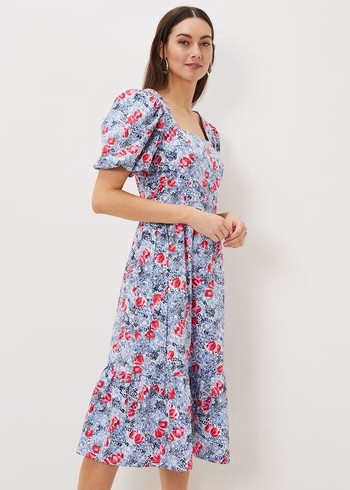 Phase Eight Abbiana Cotton Floral Dress Multicolor Canada | XGMZNQ-701